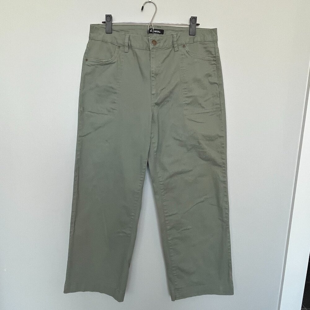 NWOT d.jeans Grayish Green Twill Wide Leg Pant 14